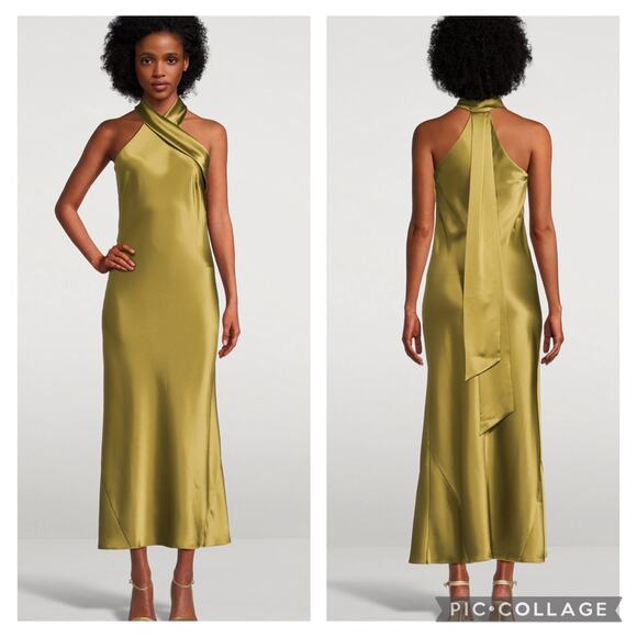 galvan pandora silk-satin halterneck midi dress Galvan, Pandora satin halterneck midi dress - FR36 Wedding Dress Save 27%